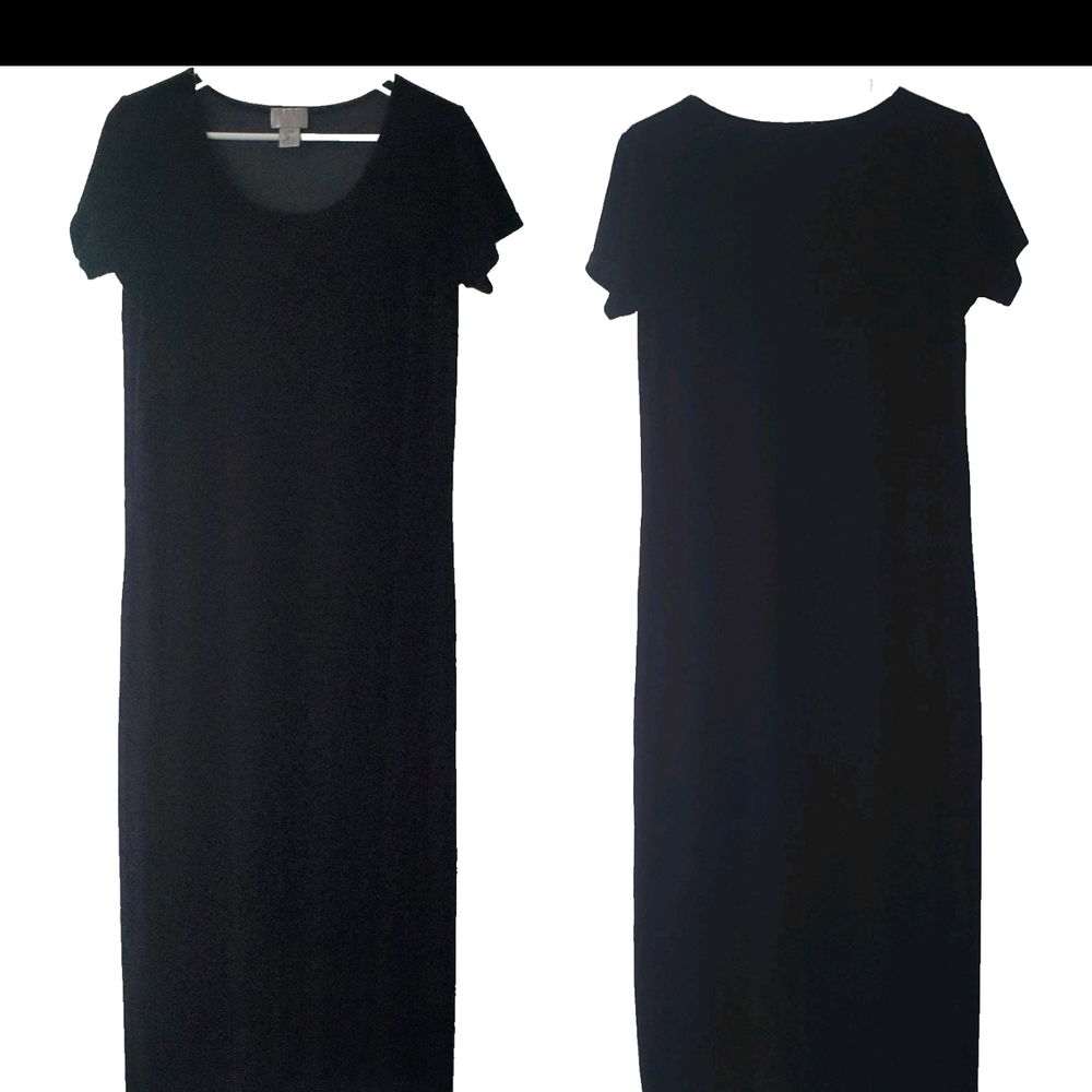 Cassini Black Velourâ Maxi Dress L Short Slv Stretch Goth Witchy Whimsigoth Vamp